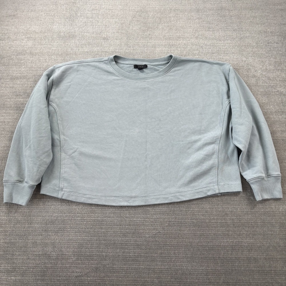 J Crew Sweater Women S Blue Crew Neck Cropped Sweatshirt Casual Minimalist